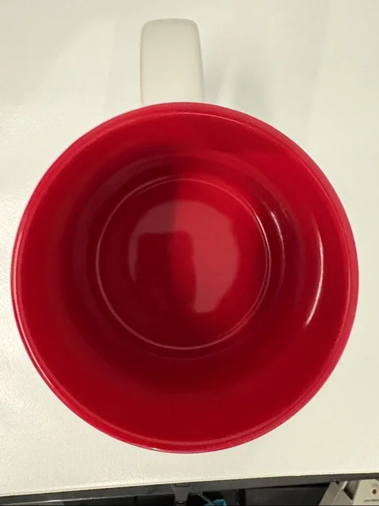 Large White Ceramic Coffee Mug with Red Interior - Home Dining - Picture 3 of 3